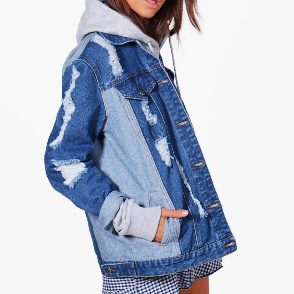 Boohoo Jodie Contrast Oversize Denim Jacket